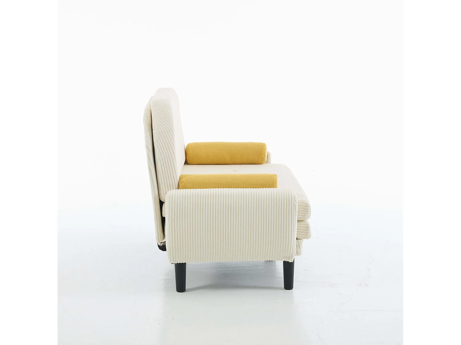 Ivoor 2-zitsbank - Rechte bank met zijzakken en 2 ronde kussens - corduroy