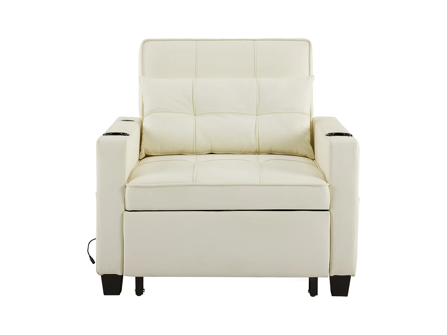 Canapé inclinable avec poches latérales - Canapé droit avec porte-gobelets et port USB - blanc