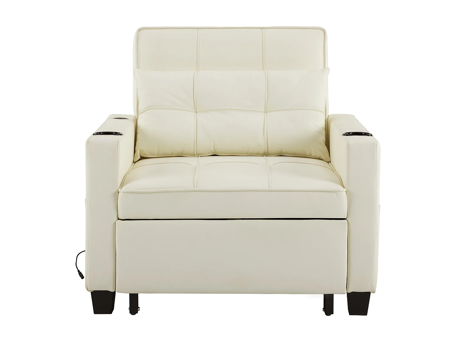 Relaxfauteuil met zijzakken - Rechterbank met bekerhouders en USB-poort - wit