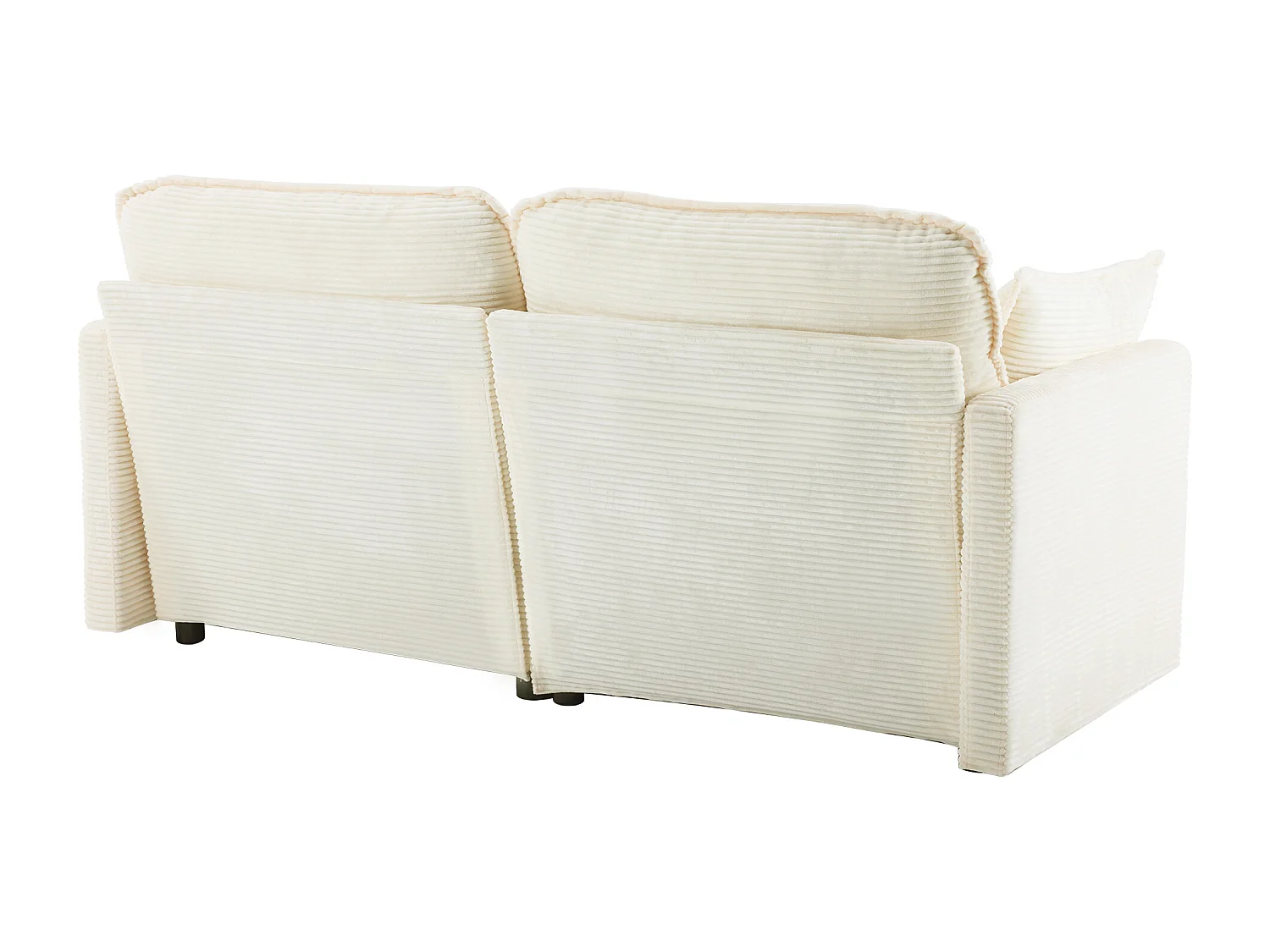 Sofá branco de 2 lugares - Sofá reto com encosto e almofadas - Veludo cotelê - para sala de estar e quarto