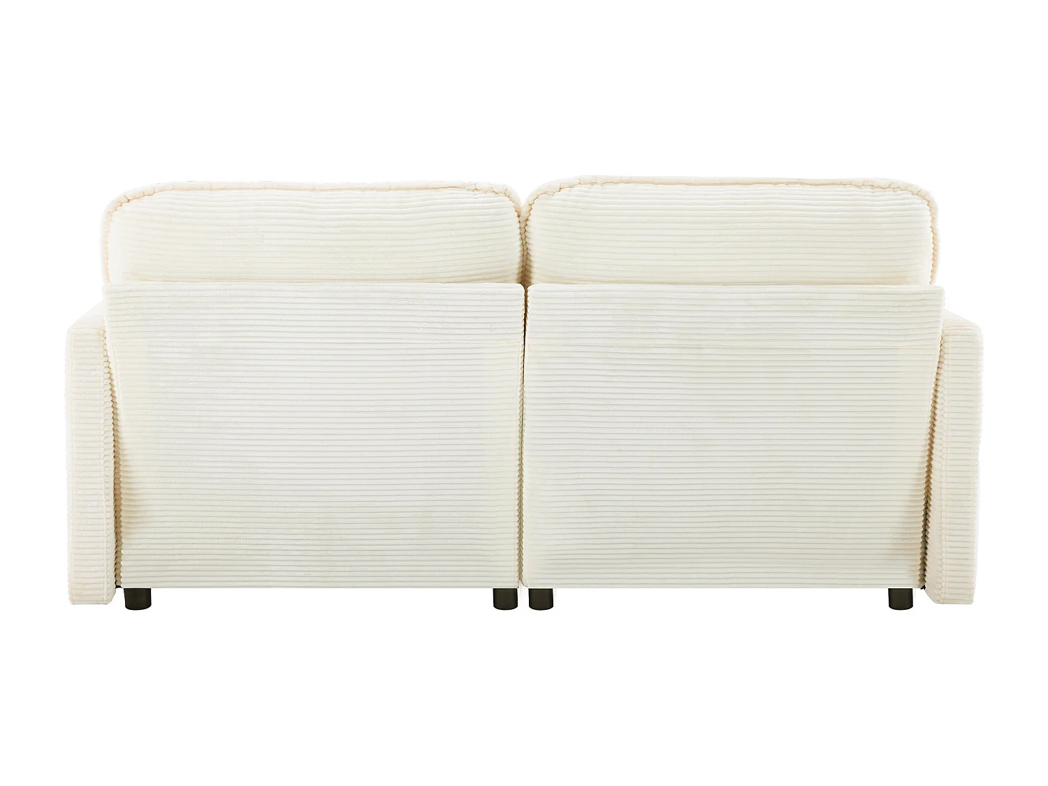 Sofá branco de 2 lugares - Sofá reto com encosto e almofadas - Veludo cotelê - para sala de estar e quarto