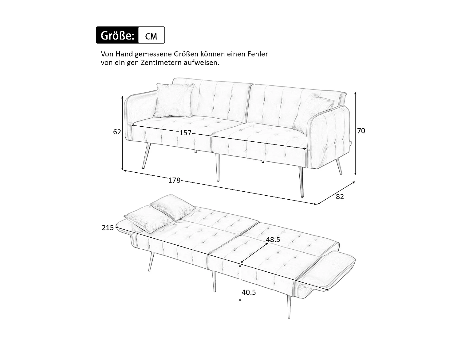 Canapé 2 places - Canapé droit avec dossier 3 positions et accoudoirs 6 positions - velours blanc - pour le salon