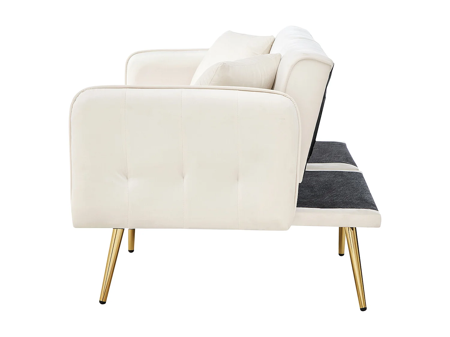 Canapé 2 places - Canapé droit avec dossier 3 positions et accoudoirs 6 positions - velours blanc - pour le salon