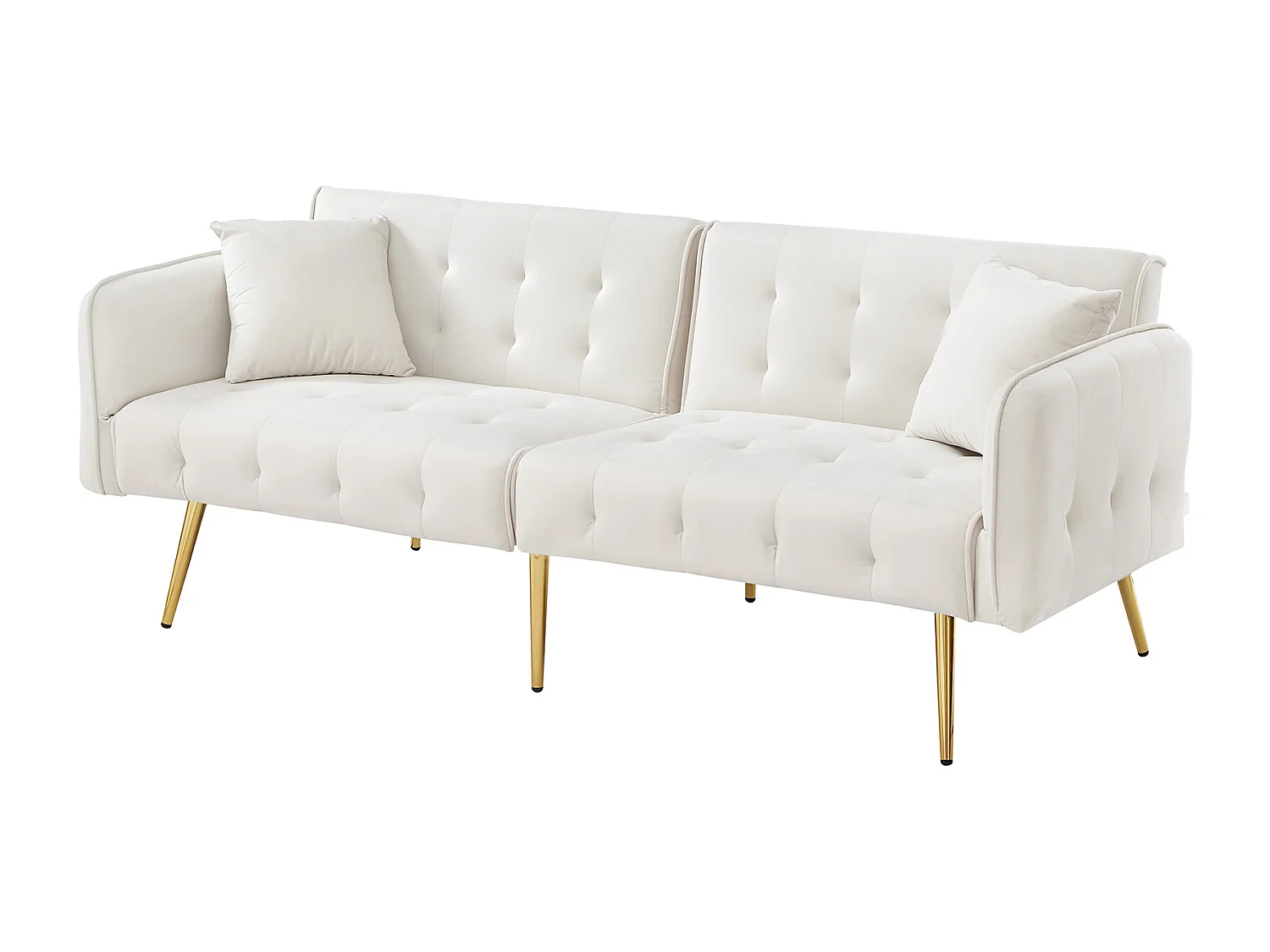 Canapé 2 places - Canapé droit avec dossier 3 positions et accoudoirs 6 positions - velours blanc - pour le salon