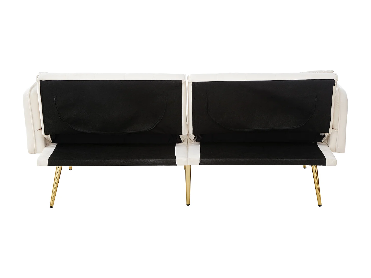 Canapé 2 places - Canapé droit avec dossier 3 positions et accoudoirs 6 positions - velours blanc - pour le salon