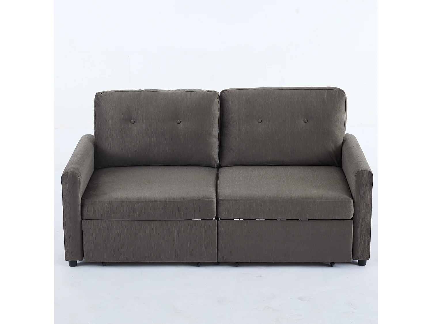 Canapé 2 places gris foncé - Canapé droit avec 2 tiroirs et dossier - tissu - pour salon