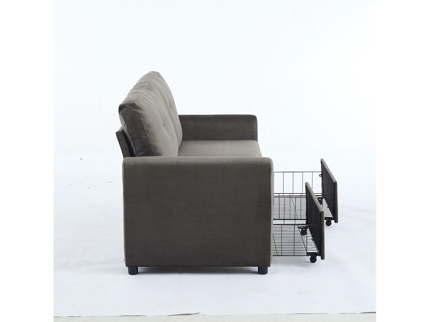 Canapé 2 places gris foncé - Canapé droit avec 2 tiroirs et dossier - tissu - pour salon