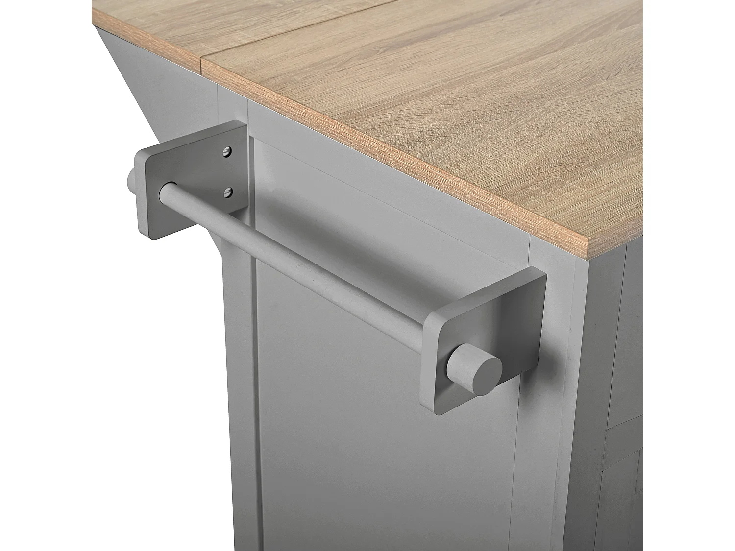 Carrito de cocina con 3 puertas y 3 cajones - Isla de cocina central con compartimento para basura y especiero - gris - para cocinas