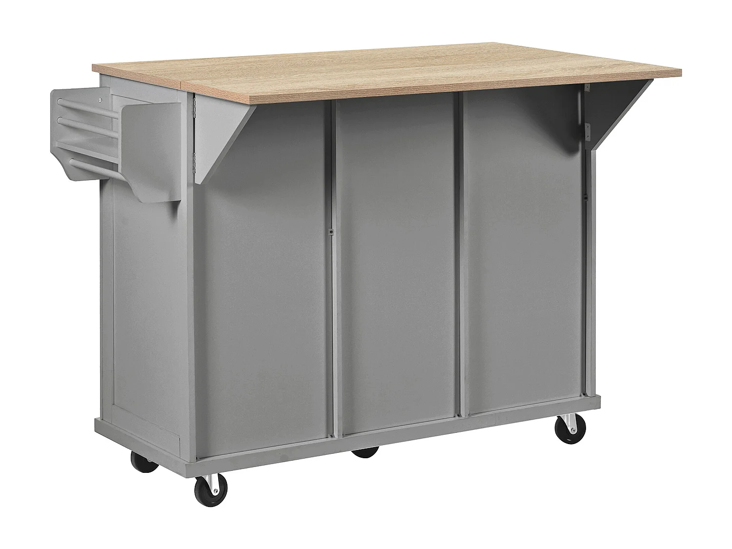 Carrito de cocina con 3 puertas y 3 cajones - Isla de cocina central con compartimento para basura y especiero - gris - para cocinas