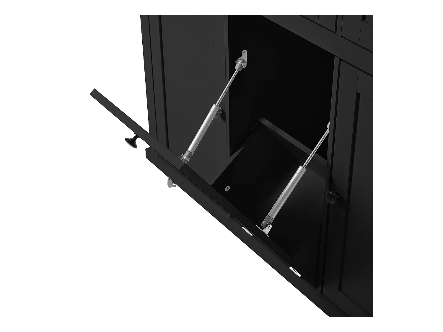 Desserte de cuisine 3 portes et 3 tiroirs - Îlot central de cuisine avec compartiment poubelle et étagère à épices - noir - pour cuisines