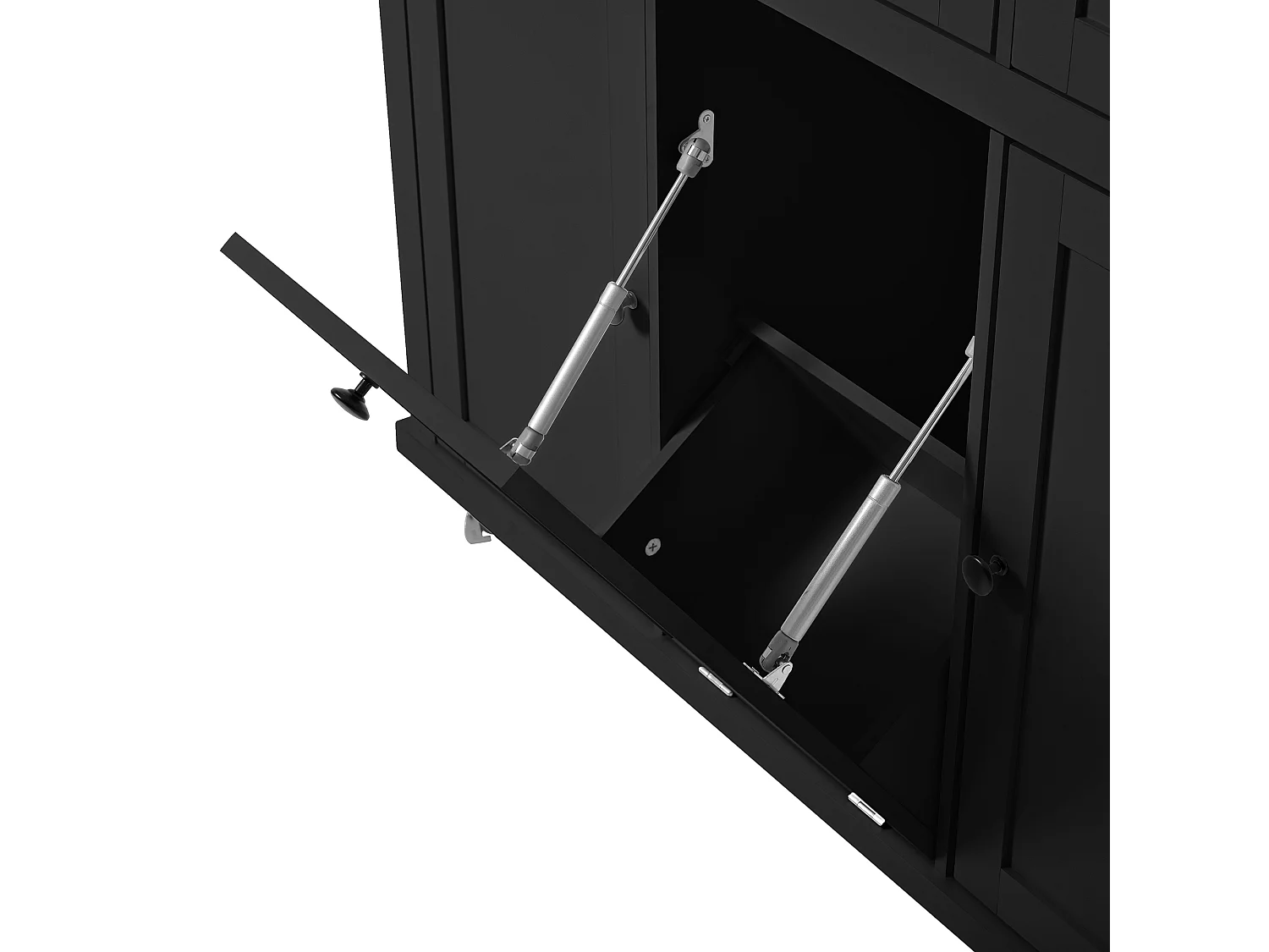 Carrito de cocina con 3 puertas y 3 cajones - Isla de cocina central con compartimento para basura y especiero - negro - para cocinas
