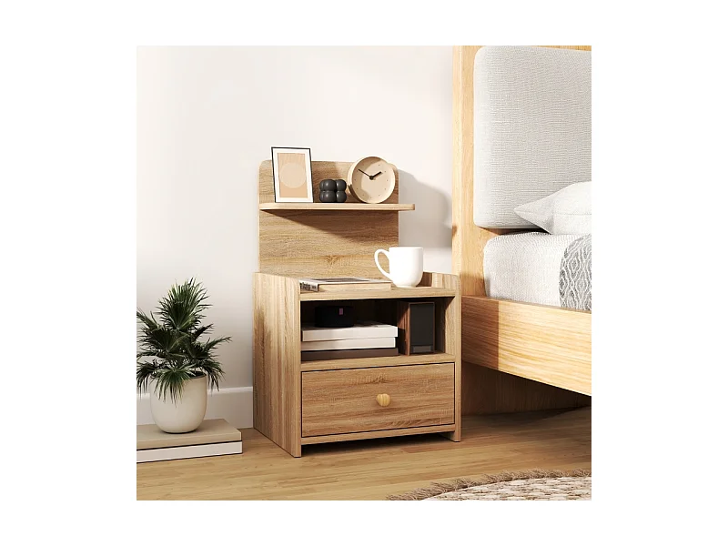 Table de chevet avec 1 tiroir - Table de chevet avec rangement - bois - pour chambre