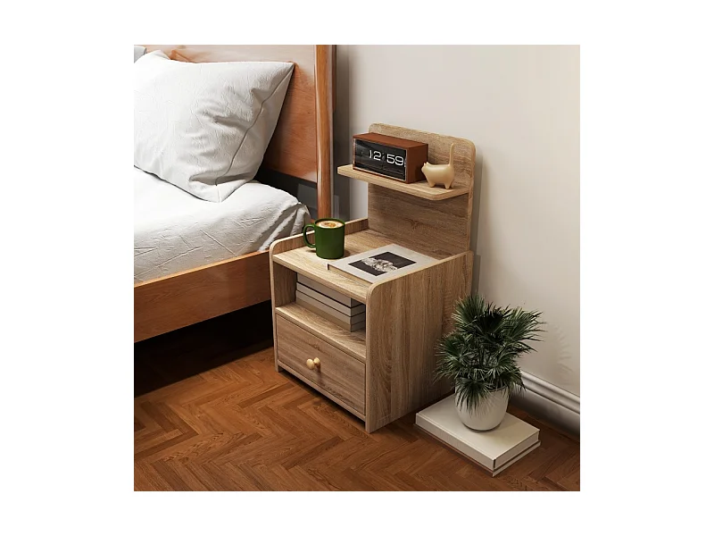 Table de chevet avec 1 tiroir - Table de chevet avec rangement - bois - pour chambre