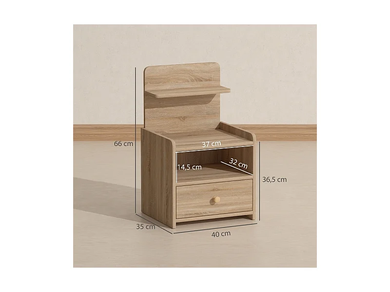 Table de chevet avec 1 tiroir - Table de chevet avec rangement - bois - pour chambre