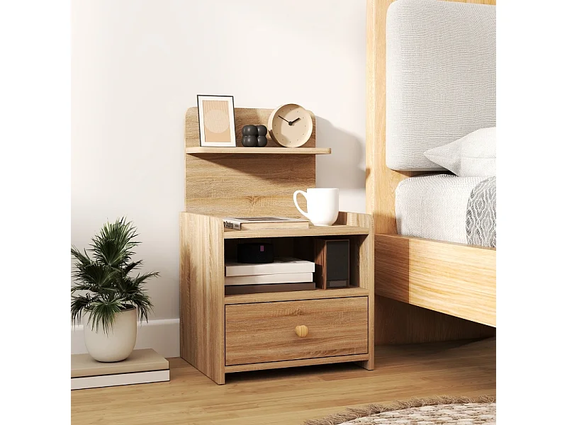 Table de chevet avec 1 tiroir - Table de chevet avec rangement - bois - pour chambre