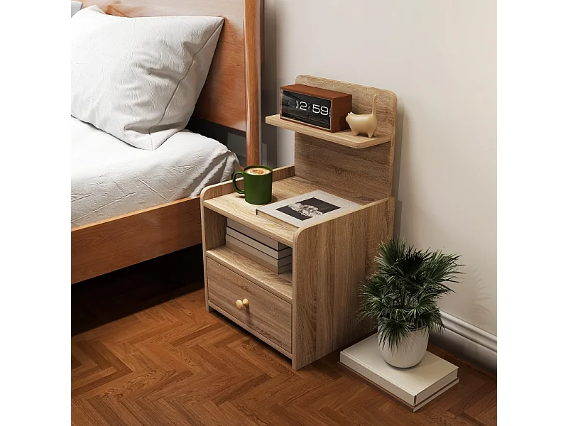 Table de chevet avec 1 tiroir - Table de chevet avec rangement - bois - pour chambre