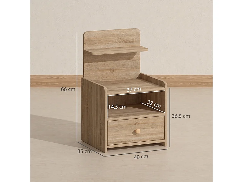 Table de chevet avec 1 tiroir - Table de chevet avec rangement - bois - pour chambre