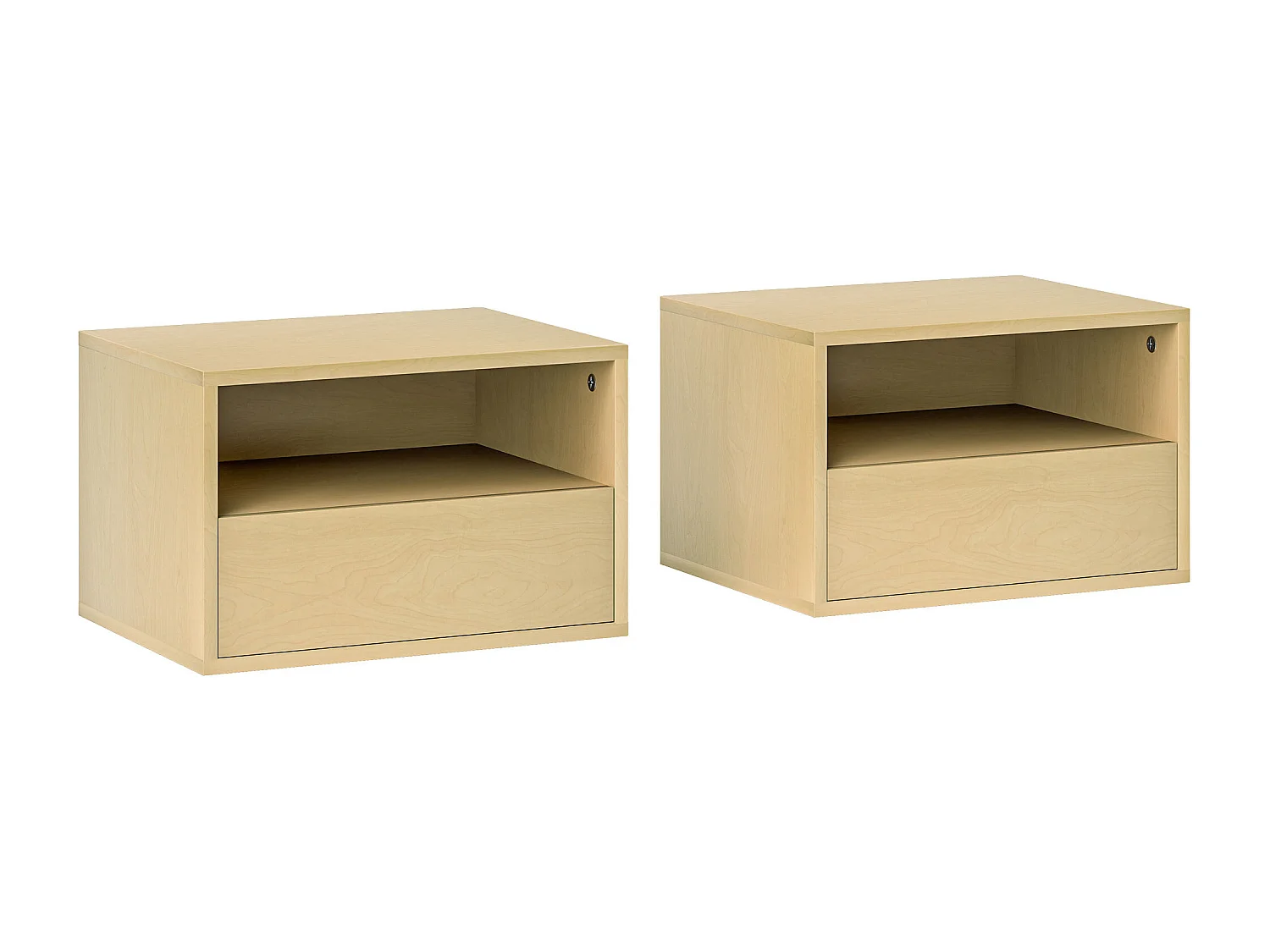 Lot de 2 tables de chevet suspendues - Table de chevet avec un tiroir et une étagère ouverte - pour chambre et salon