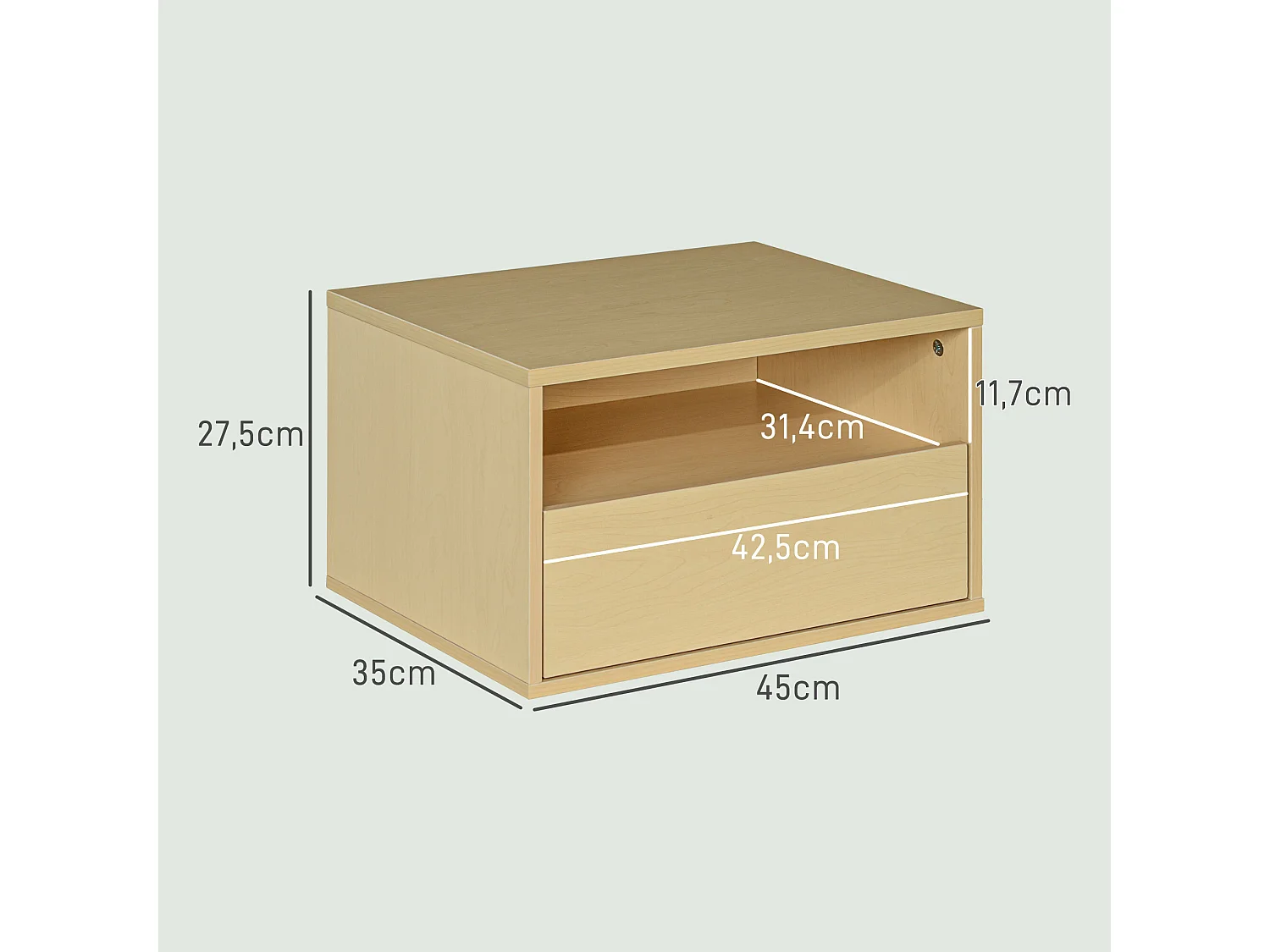 Lot de 2 tables de chevet suspendues - Table de chevet avec un tiroir et une étagère ouverte - pour chambre et salon