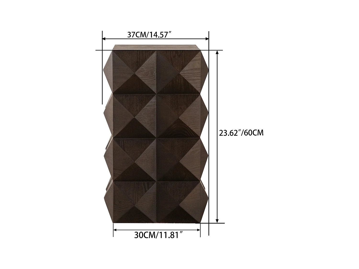 Mesita de noche vintage marrón - Diseño en relieve 3D - para dormitorio