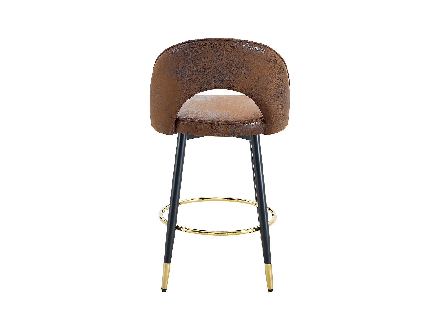 Lot de 2 tabourets de bar - Tabouret de bar pivotant avec dossier et repose-pieds en métal - marron PU - pour salles à manger et terrasses