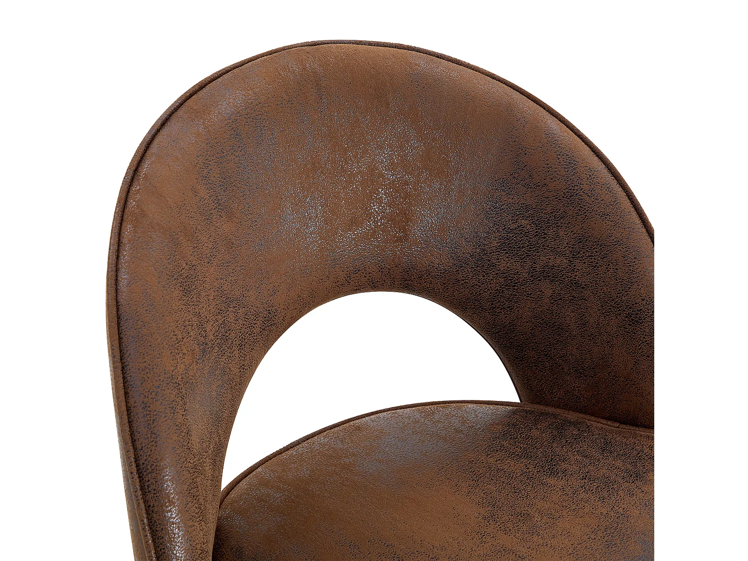 Set van 2 barkrukken - Draaibare barkruk met rugleuning en metalen voetensteun - Bruin PU - voor eetkamers en terrassen