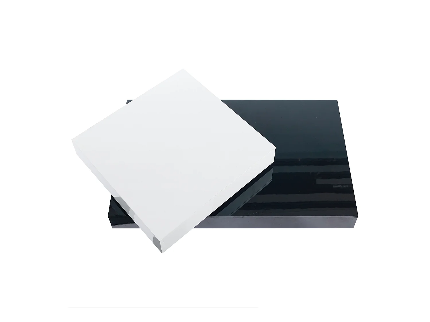 Table basse rectangulaire - Pivotante finition brillante et blanche - noir et blanc - pour les salons