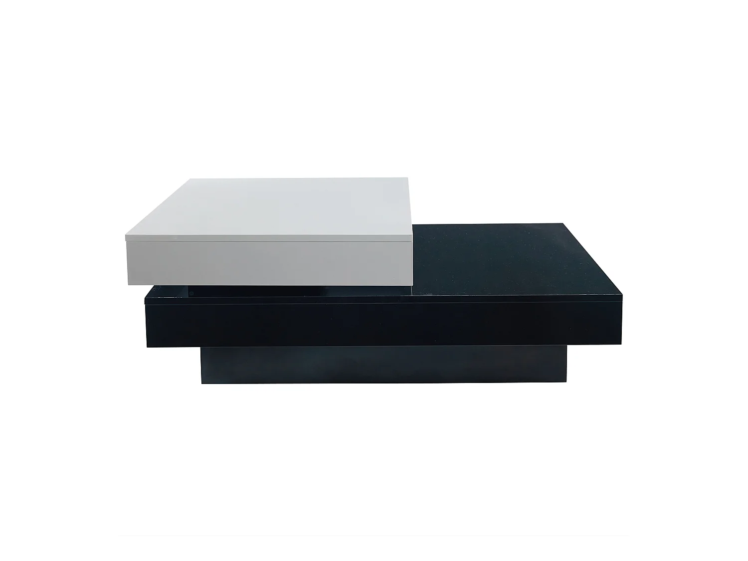 Table basse rectangulaire - Pivotante finition brillante et blanche - noir et blanc - pour les salons