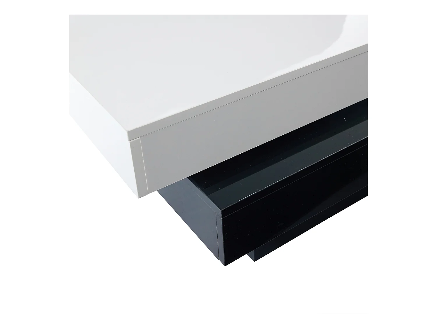 Table basse rectangulaire - Pivotante finition brillante et blanche - noir et blanc - pour les salons