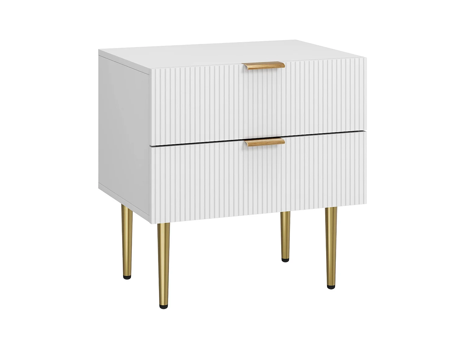 Table de chevet blanche - Table de chevet avec 2 tiroirs et pieds en métal - pour chambre