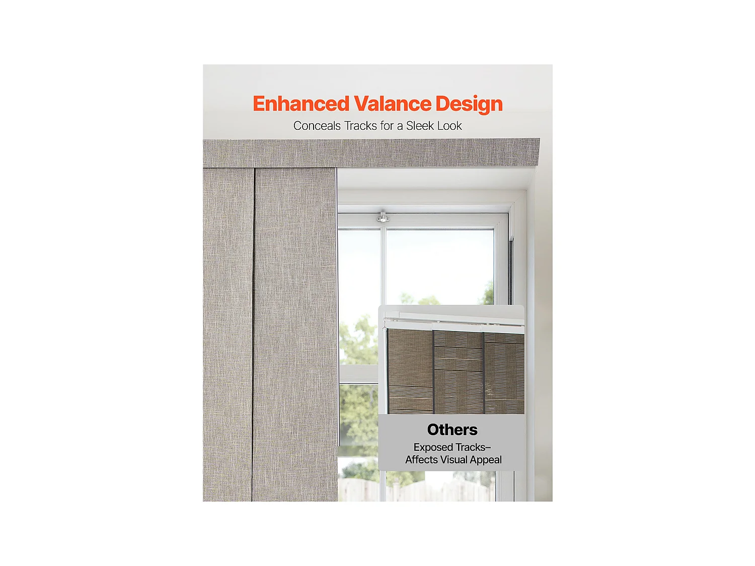 Store à Panneaux SucceBuy Verticaux sur Rail 116-218 cm de Large, Panneaux Japonais Ajustables jusqu'à 243 cm de Haut, Idéal pour Portes Coulissantes