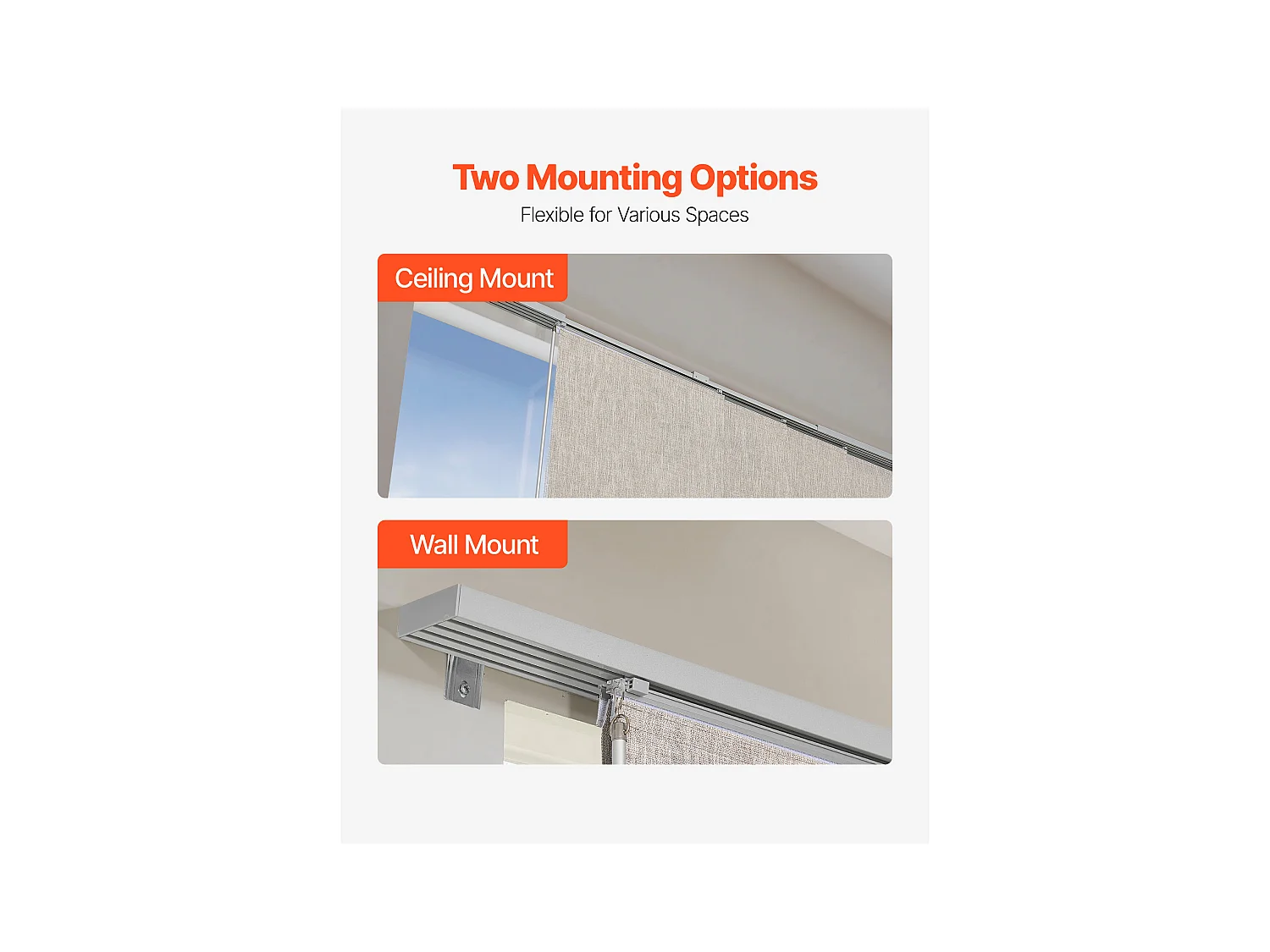 Store à Panneaux SucceBuy Verticaux sur Rail 116-218 cm de Large, Panneaux Japonais Ajustables jusqu'à 243 cm de Haut, Idéal pour Portes Coulissantes