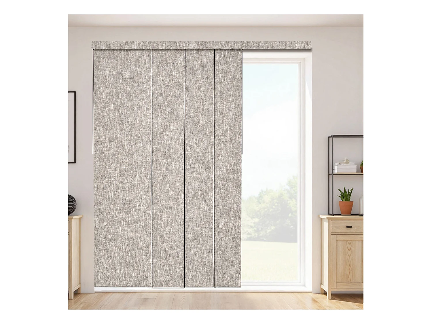 Store à Panneaux SucceBuy Verticaux sur Rail 116-218 cm de Large, Panneaux Japonais Ajustables jusqu'à 243 cm de Haut, Idéal pour Portes Coulissantes