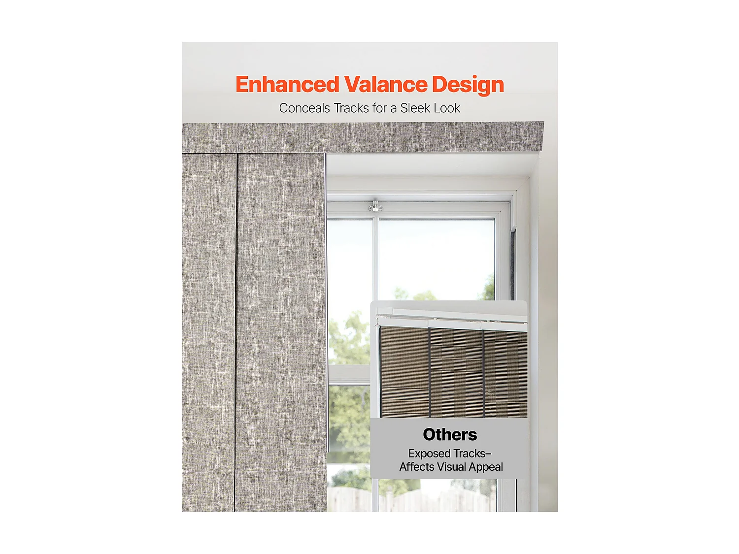 Store à Panneaux SucceBuy Verticaux sur Rail 116-218 cm de Large, Panneaux Japonais Ajustables jusqu'à 243 cm de Haut, Idéal pour Portes Coulissantes