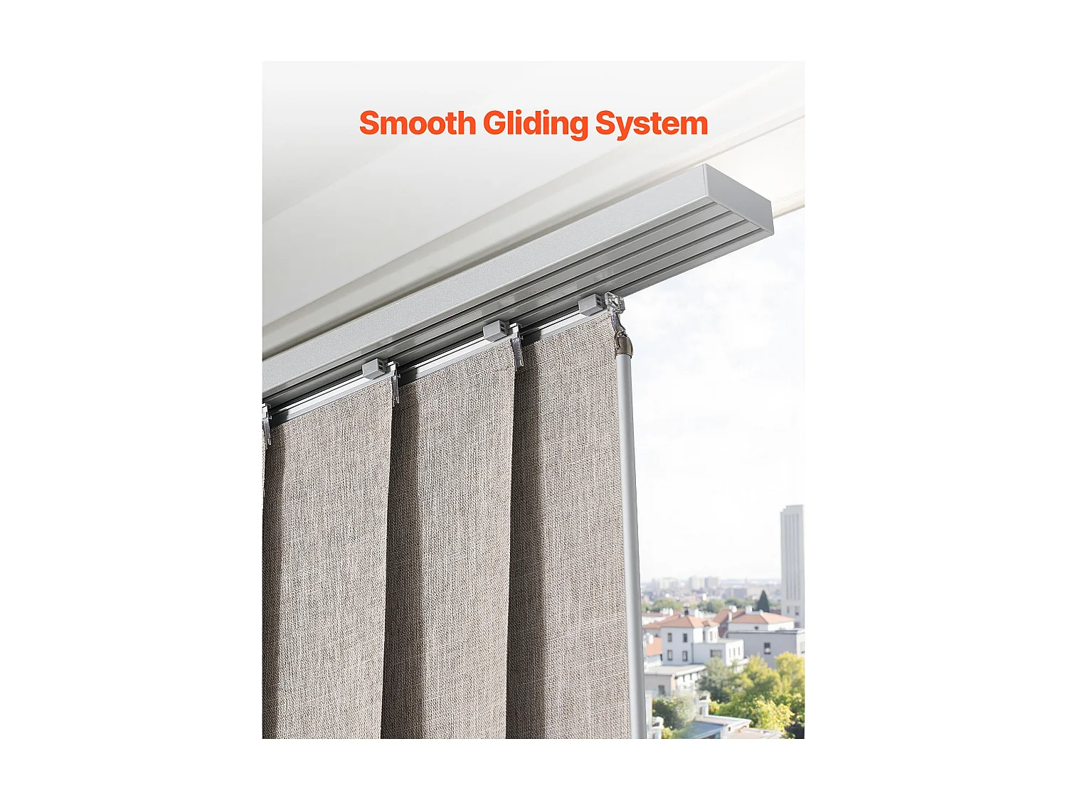 Store à Panneaux SucceBuy Verticaux sur Rail 116-218 cm de Large, Panneaux Japonais Ajustables jusqu'à 243 cm de Haut, Idéal pour Portes Coulissantes