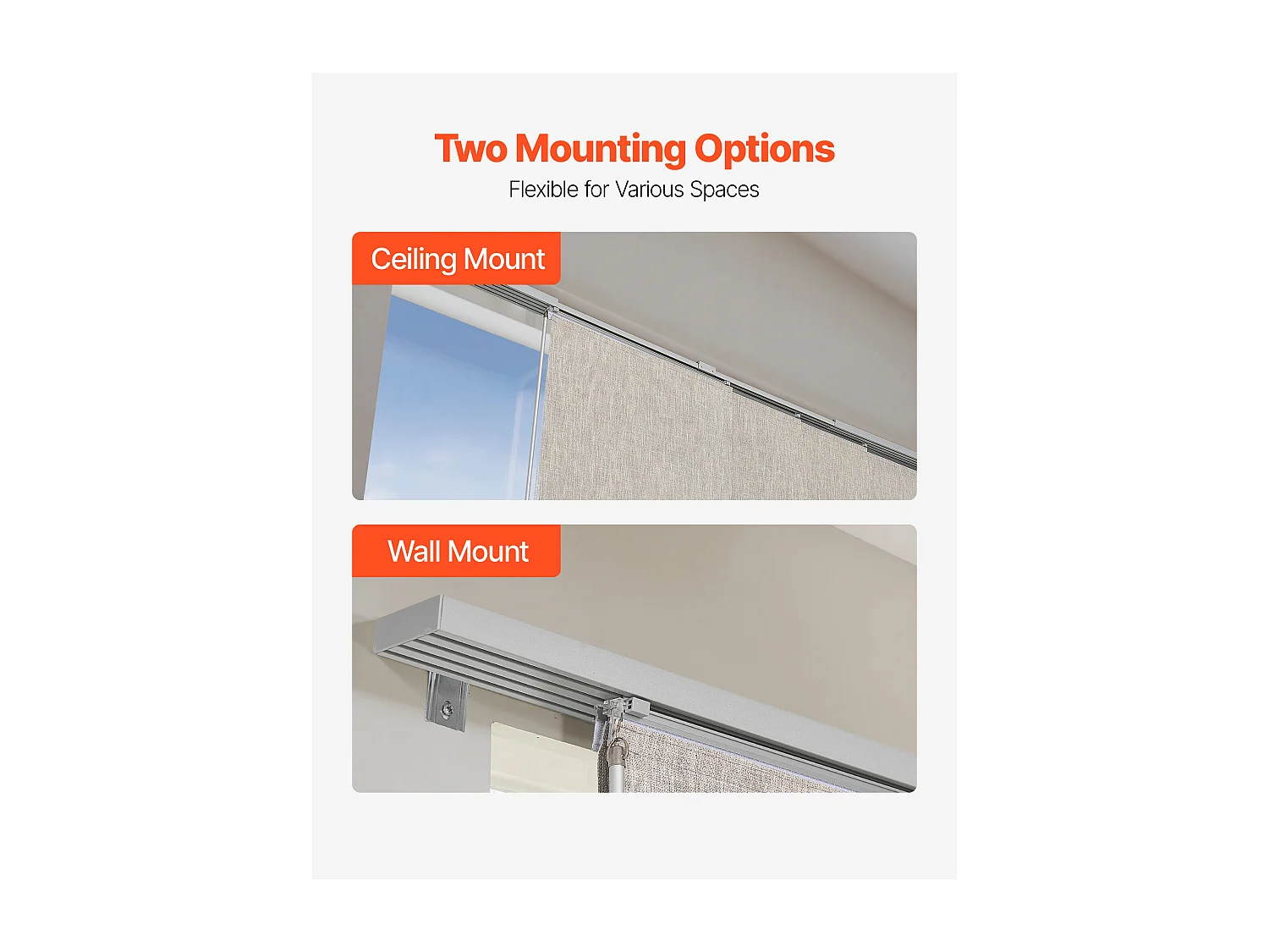 Store à Panneaux SucceBuy Verticaux sur Rail 116-218 cm de Large, Panneaux Japonais Ajustables jusqu'à 243 cm de Haut, Idéal pour Portes Coulissantes