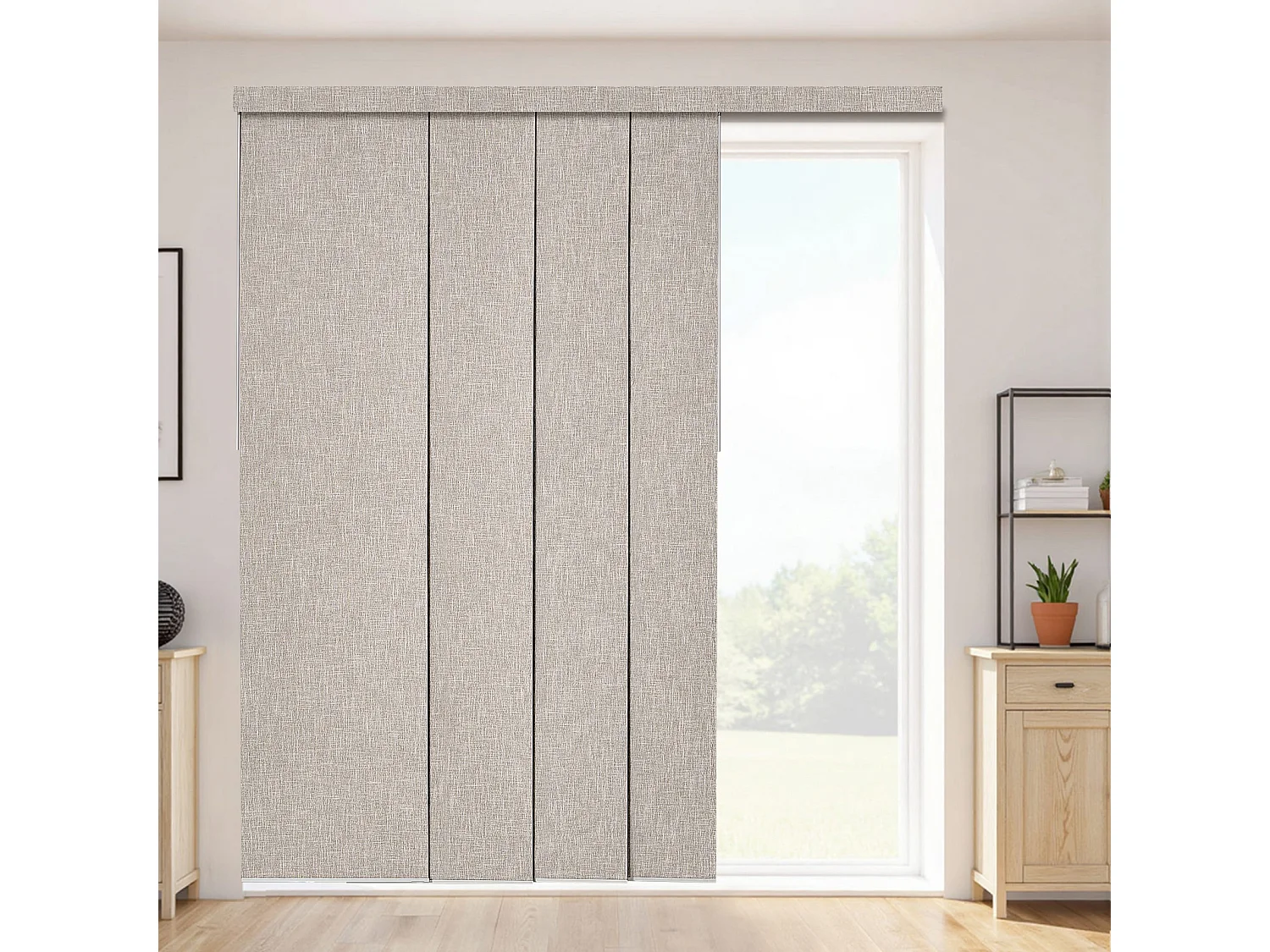 Store à Panneaux SucceBuy Verticaux sur Rail 116-218 cm de Large, Panneaux Japonais Ajustables jusqu'à 243 cm de Haut, Idéal pour Portes Coulissantes