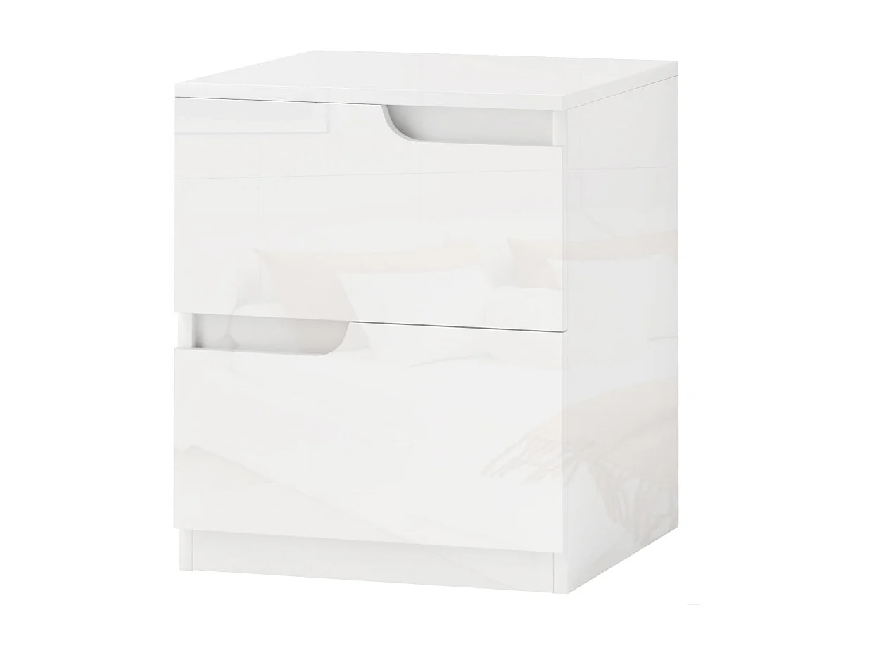 Nachttisch mit 2 Schubladen – Hochglanzweiß – ideal für Wohnzimmer oder Schlafzimmer