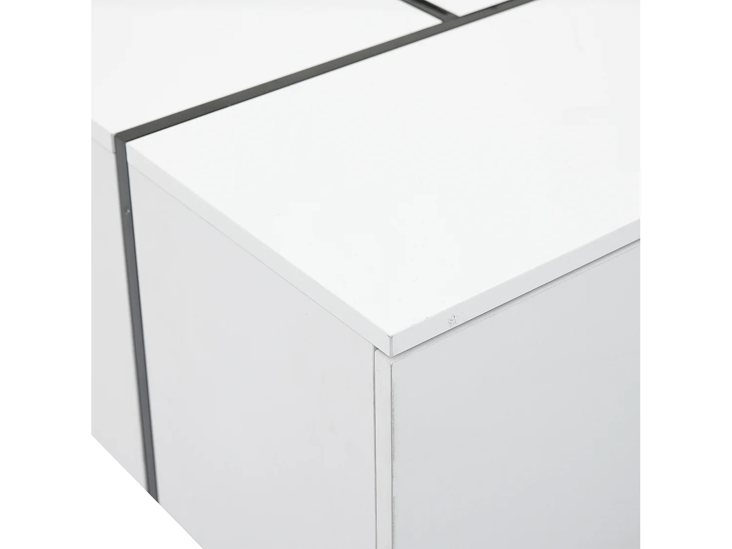 Mesa de centro retangular branca - Mesa de centro com 4 gavetas e tampo deslizante - para sala de estar