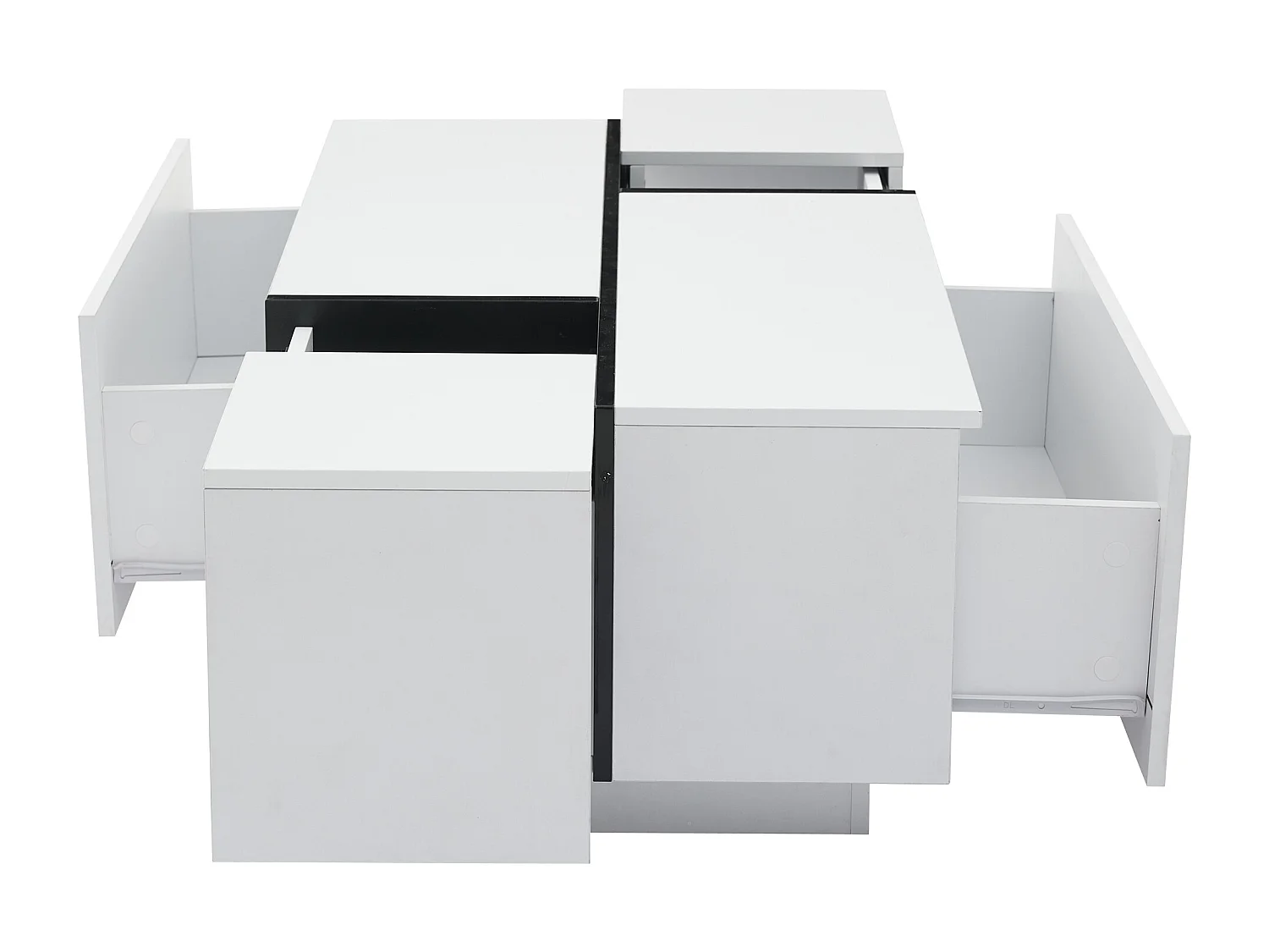 Mesa de centro retangular branca - Mesa de centro com 4 gavetas e tampo deslizante - para sala de estar