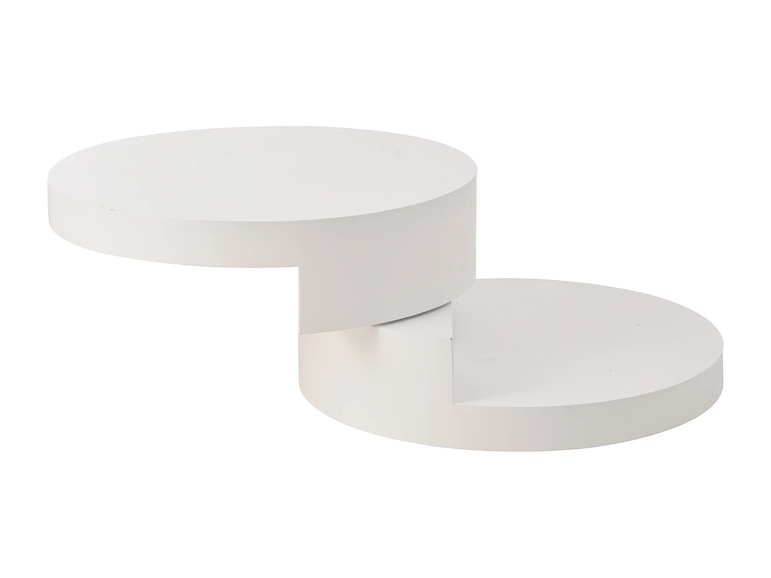 Table basse ronde - Table basse avec éclairage LED et plateau rotatif - MDF blanc - pour salon