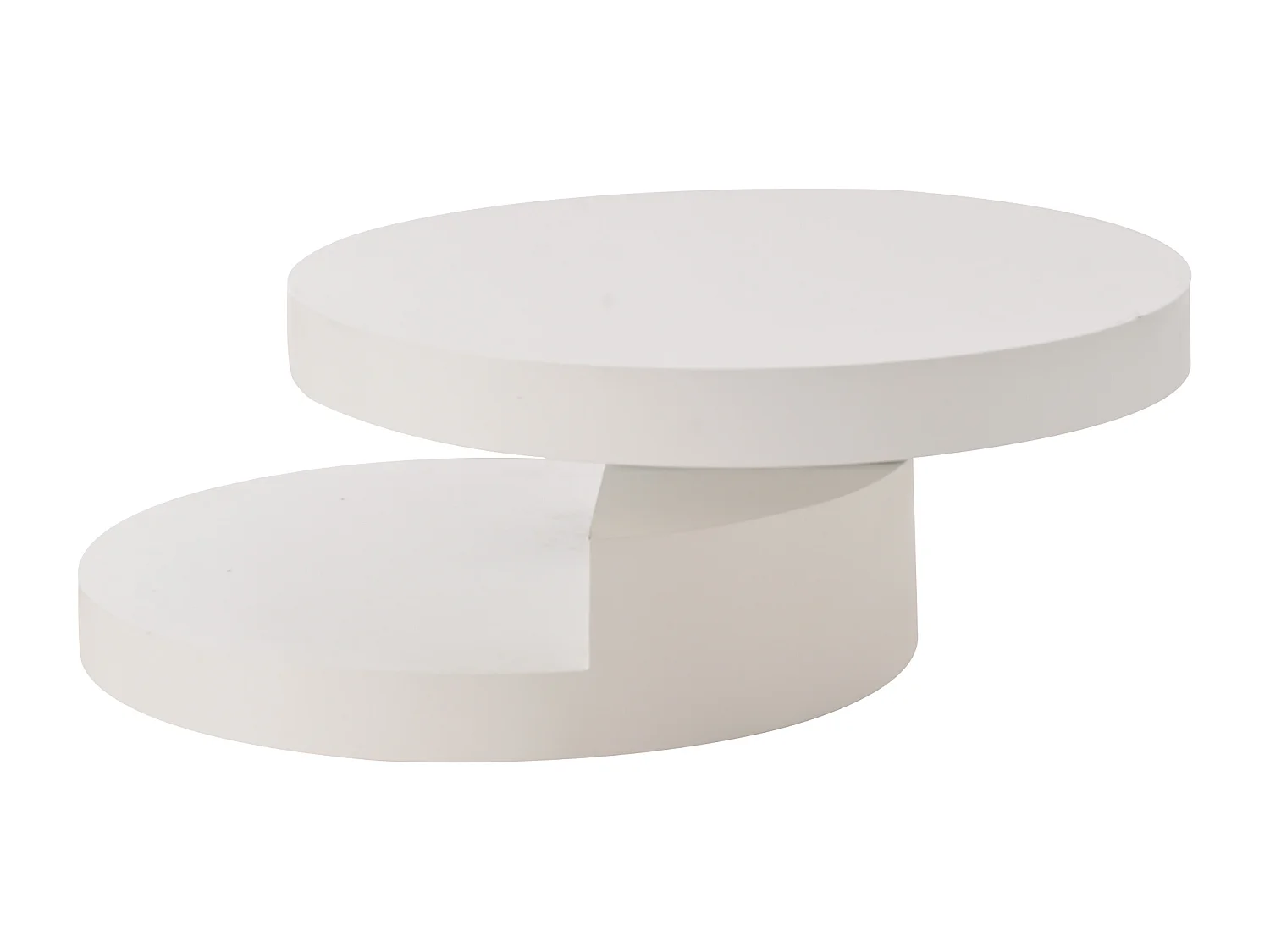 Table basse ronde - Table basse avec éclairage LED et plateau rotatif - MDF blanc - pour salon