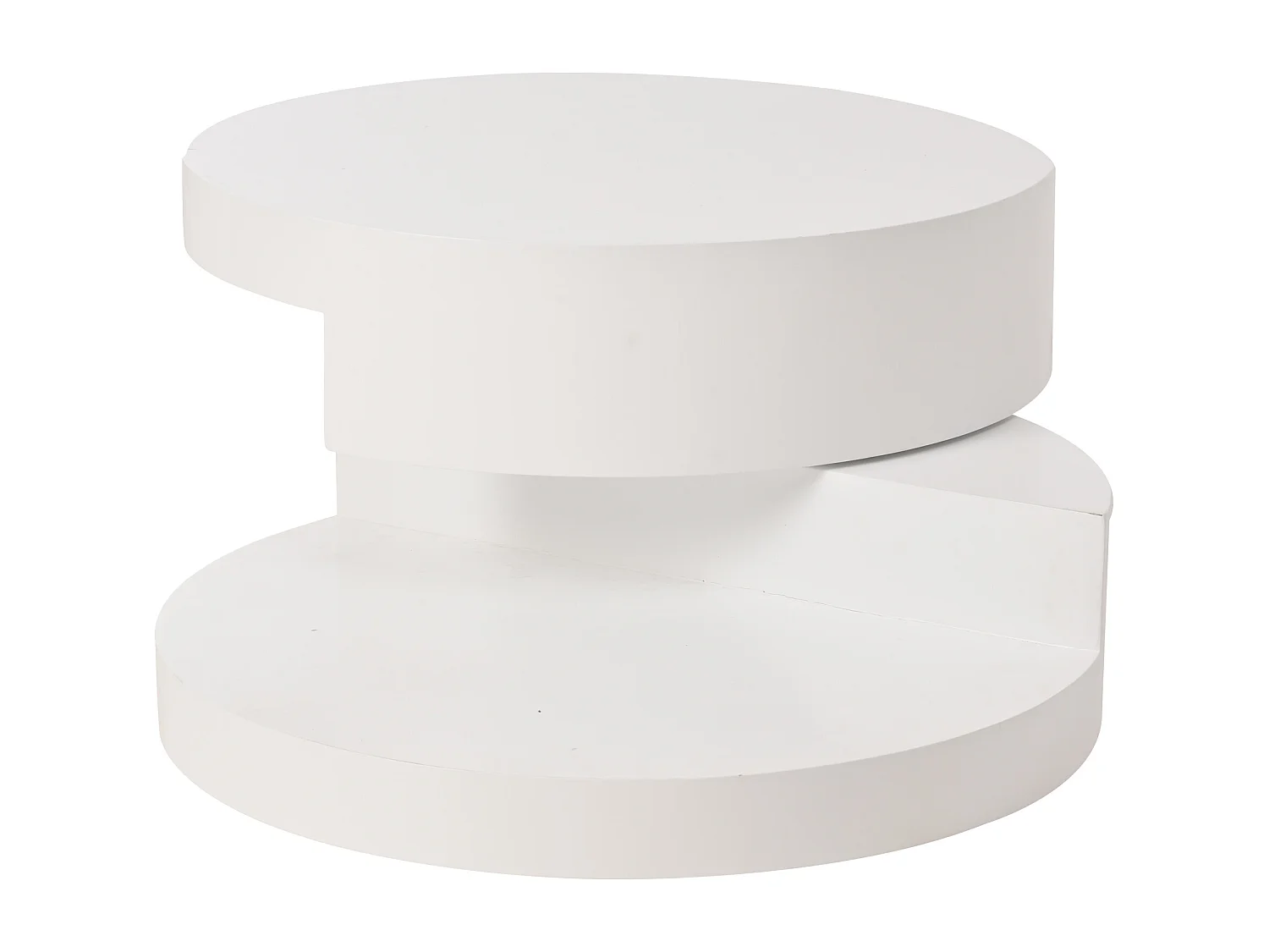 Table basse ronde - Table basse avec éclairage LED et plateau rotatif - MDF blanc - pour salon