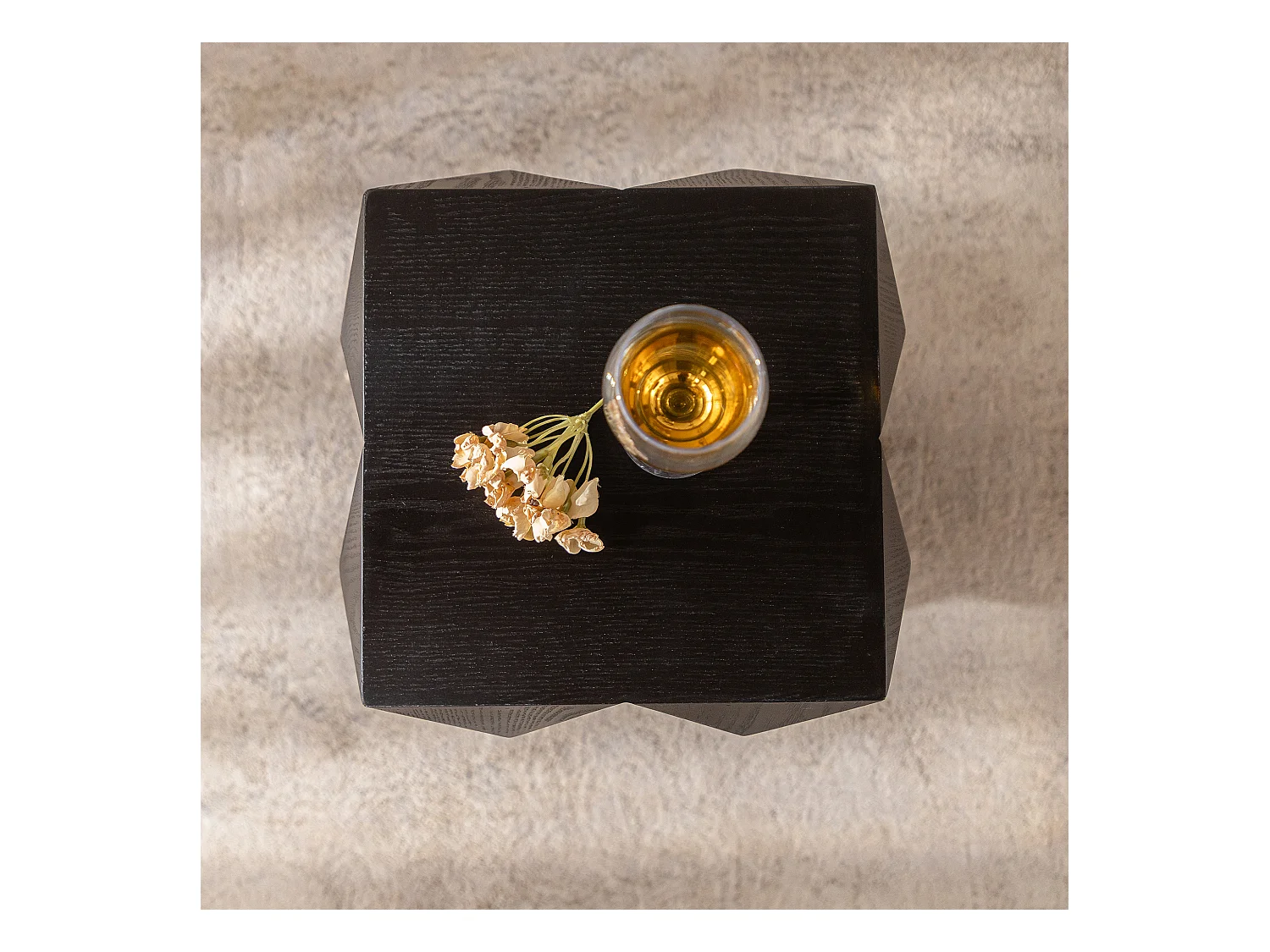 Comodino vintage nero - motivo in rilievo 3D - per camera da letto