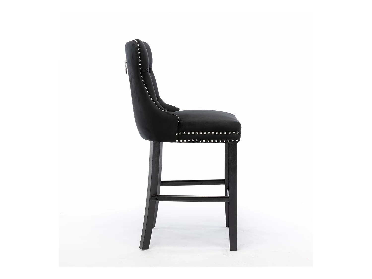 Set van 2 barkrukken - barkrukken met gewatteerde rugleuning en knoopsluiting - zwart fluweel