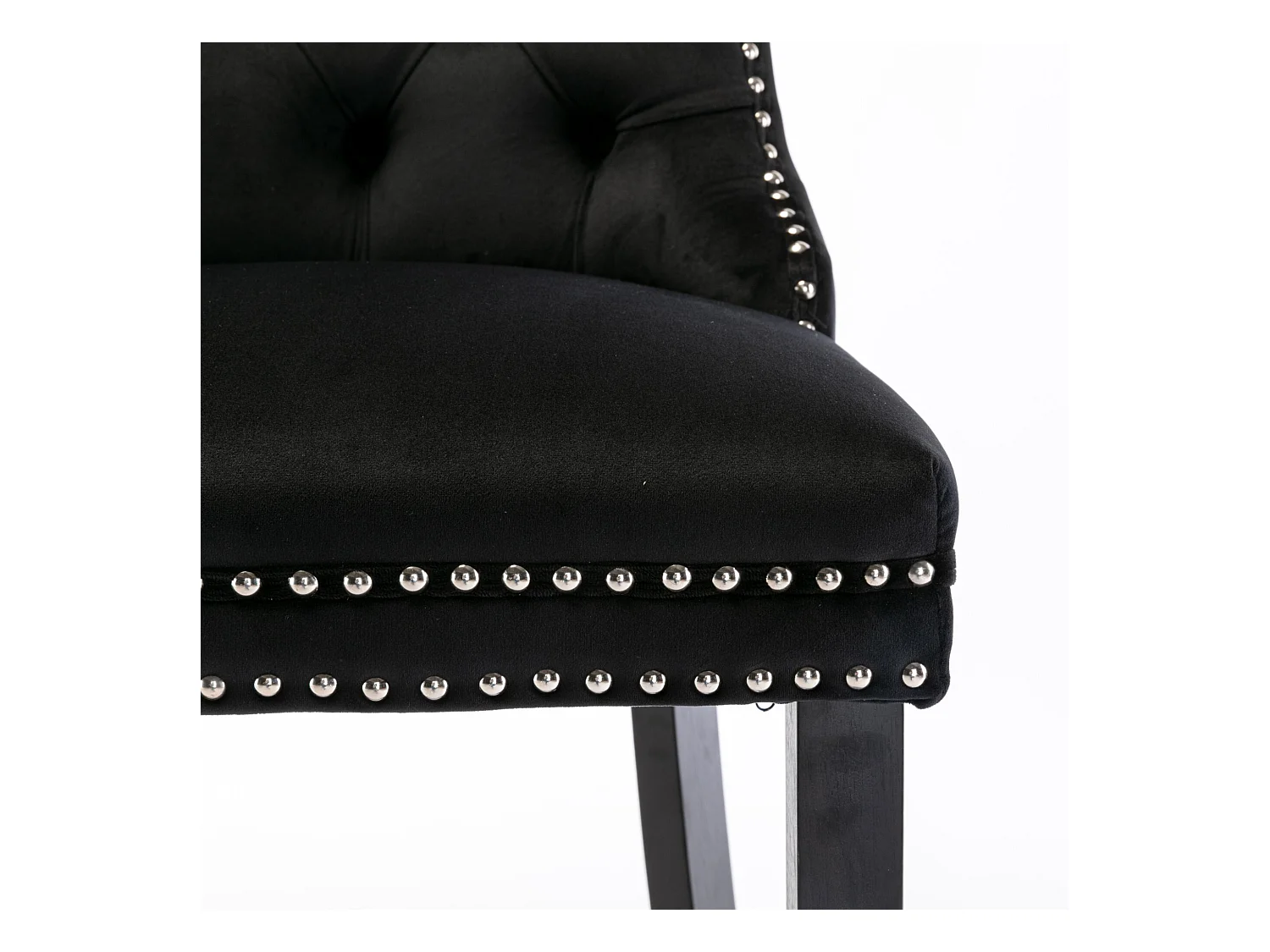 Set van 2 barkrukken - barkrukken met gewatteerde rugleuning en knoopsluiting - zwart fluweel