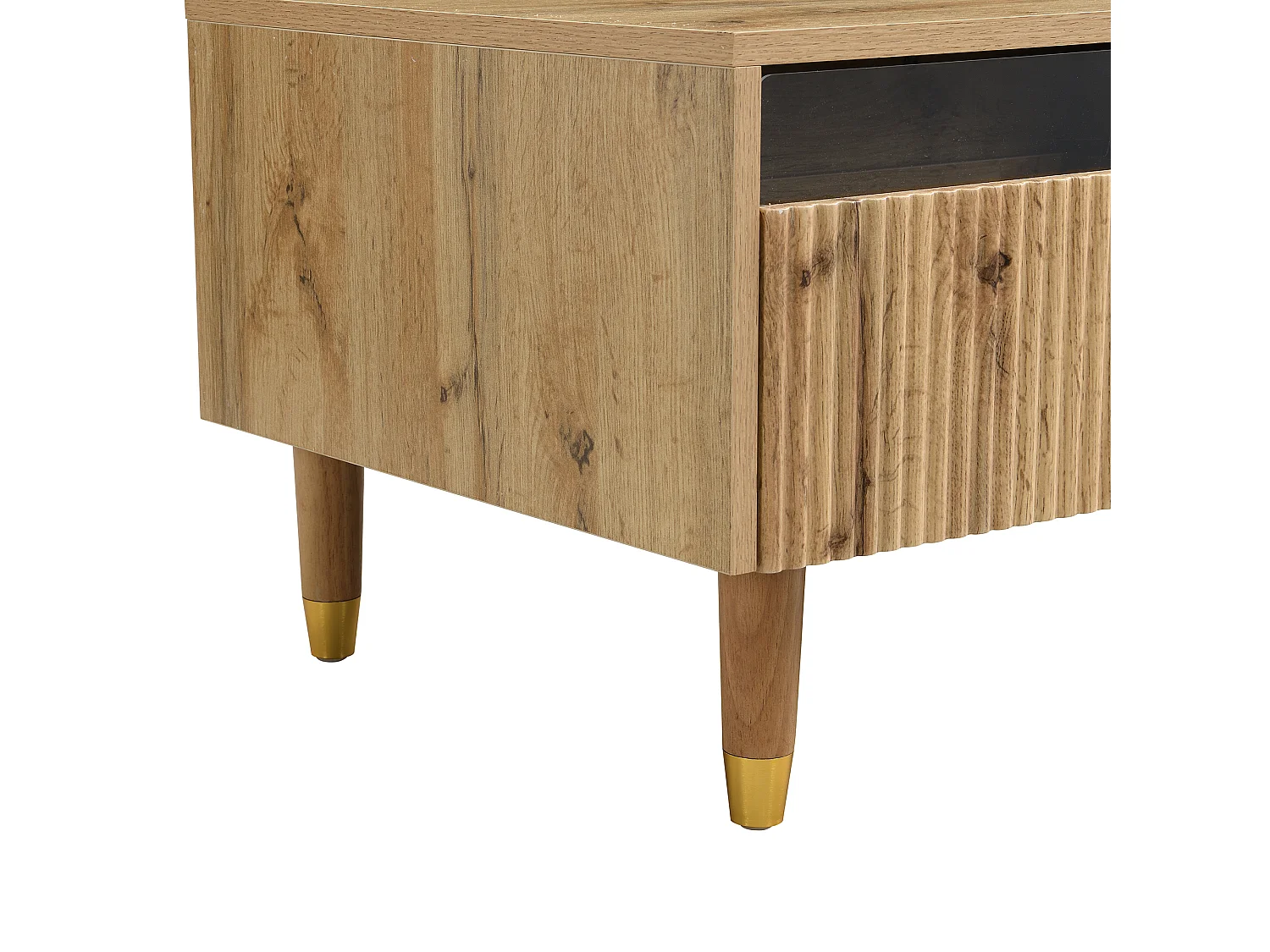 Table basse rectangulaire bois - Table basse avec deux tiroirs et LED - pour le salon