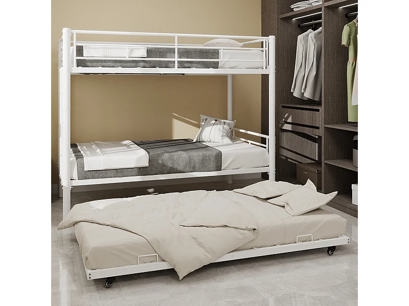 Letto a castello 2 x 90 x 190 cm - Letto per bambini con scaletta e sponde - con letto estraibile 90 x 190 cm - metallo nero - senza materasso