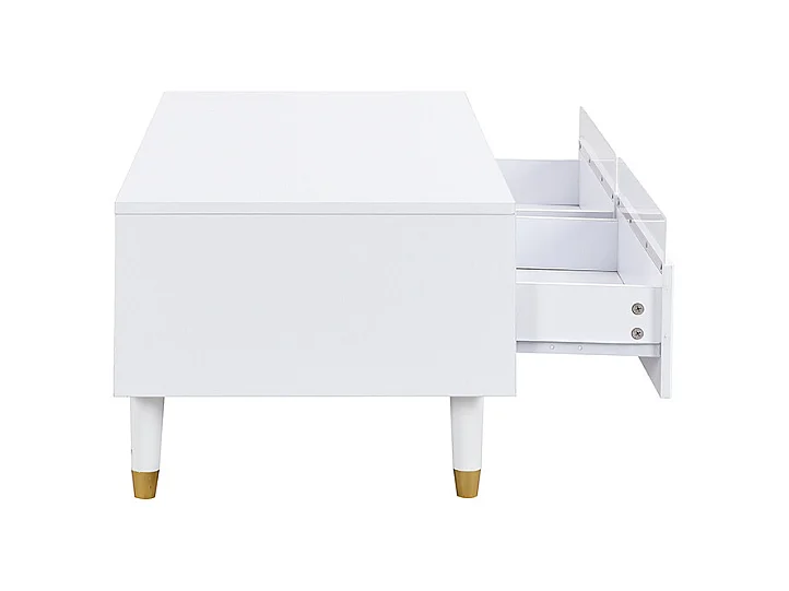 Table basse rectangulaire blanc - Table basse avec deux tiroirs et LED - pour le salon