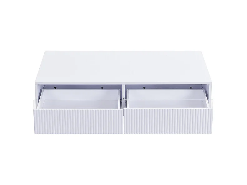Table basse rectangulaire blanc - Table basse avec deux tiroirs et LED - pour le salon